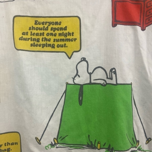 Vintage 1971 Peanuts Twin Size Fitted Sheet Bedsheet Charlie Brown Snoopy Fabric - Picture 4 of 13